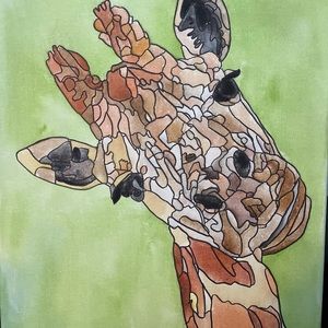 Representational abstract giraffe painting